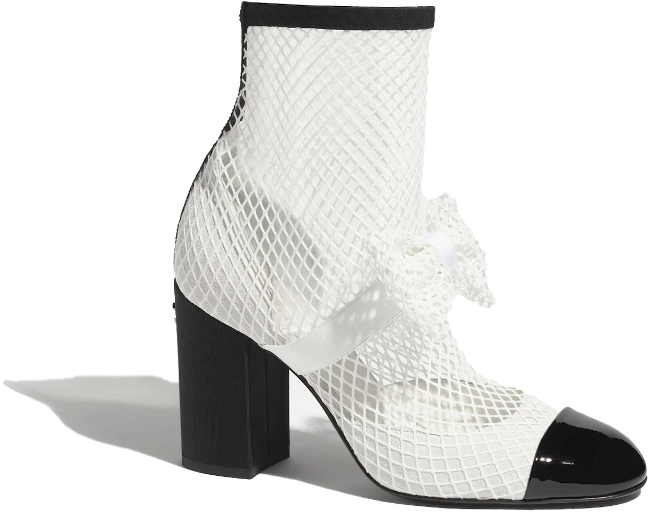 CHANEL Tweed and Patent Calfskin Mary Janes, White/Black - Retail $1350 F/W  22