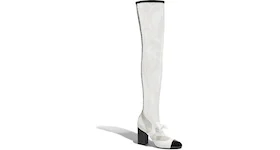 Chanel Resille 90mm Thigh High Mary Janes White Black Patent Calfskin