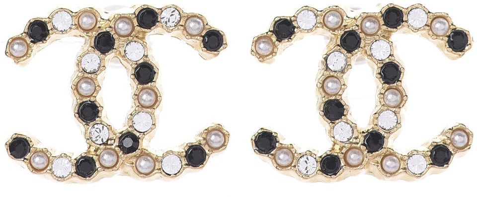 CHANEL, Jewelry, Sold Chanel Gold Pearl Cc Stud Earrings