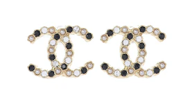 Chanel Resin Pearl Crystal CC Earrings Gold