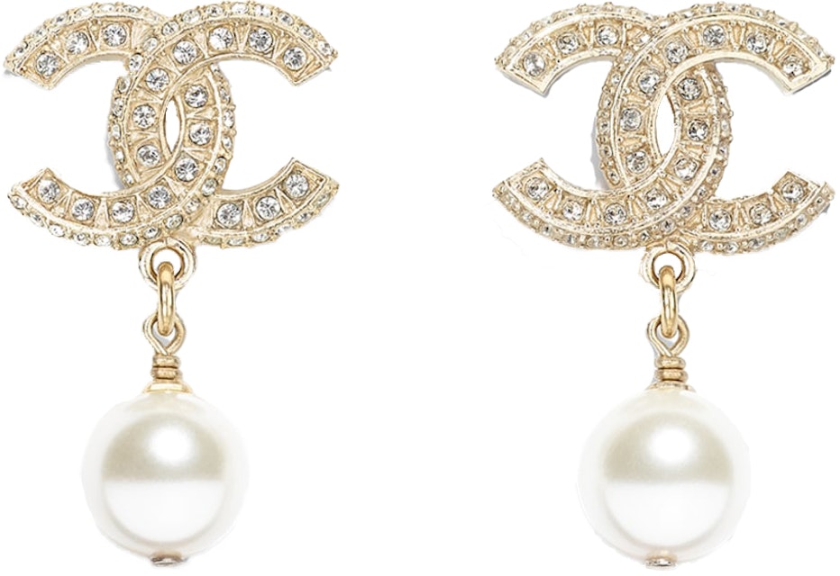 Chanel Interlocking Earrings Gold/Silver/Crystal In