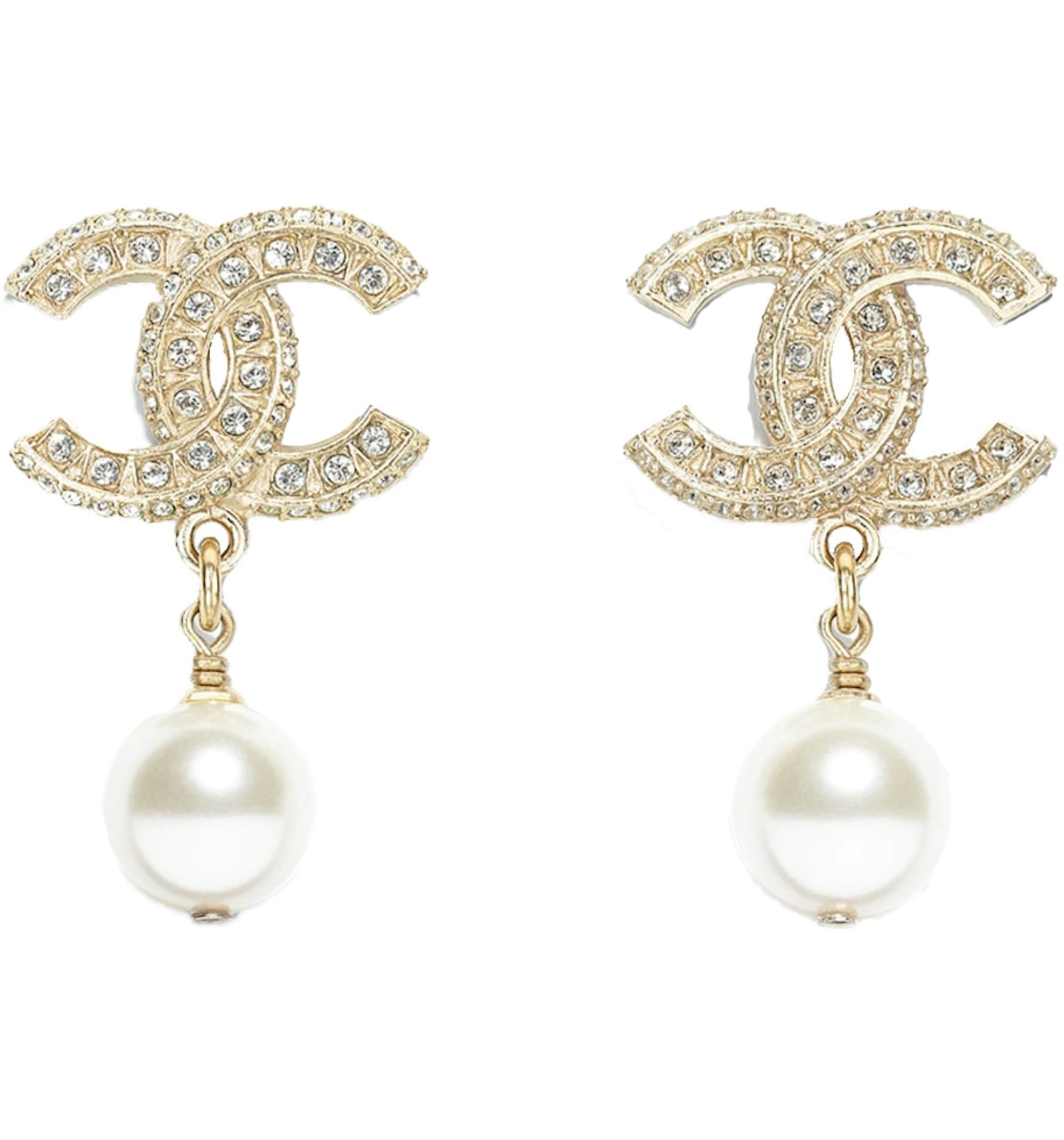 Chanel metal & strass gold & transparent Clearance