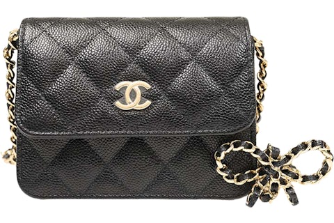 Chanel Ribbon Chain Mini Cardholder Crossbody Black (AP3348-B10706