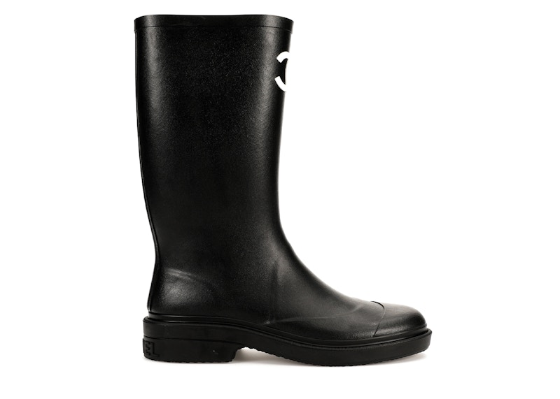 Chanel short store rain boots