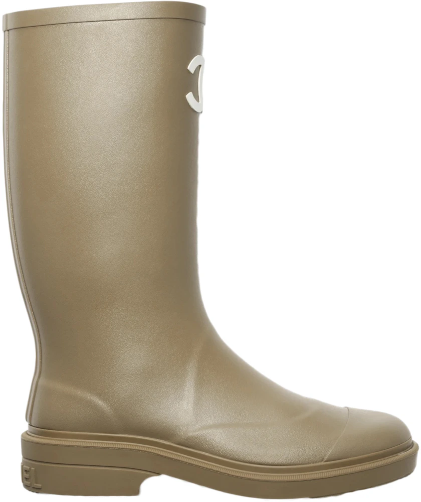 Chanel Thigh High Rubber Rain Boots Dark Beige - G39625 X56326 K5218 - US