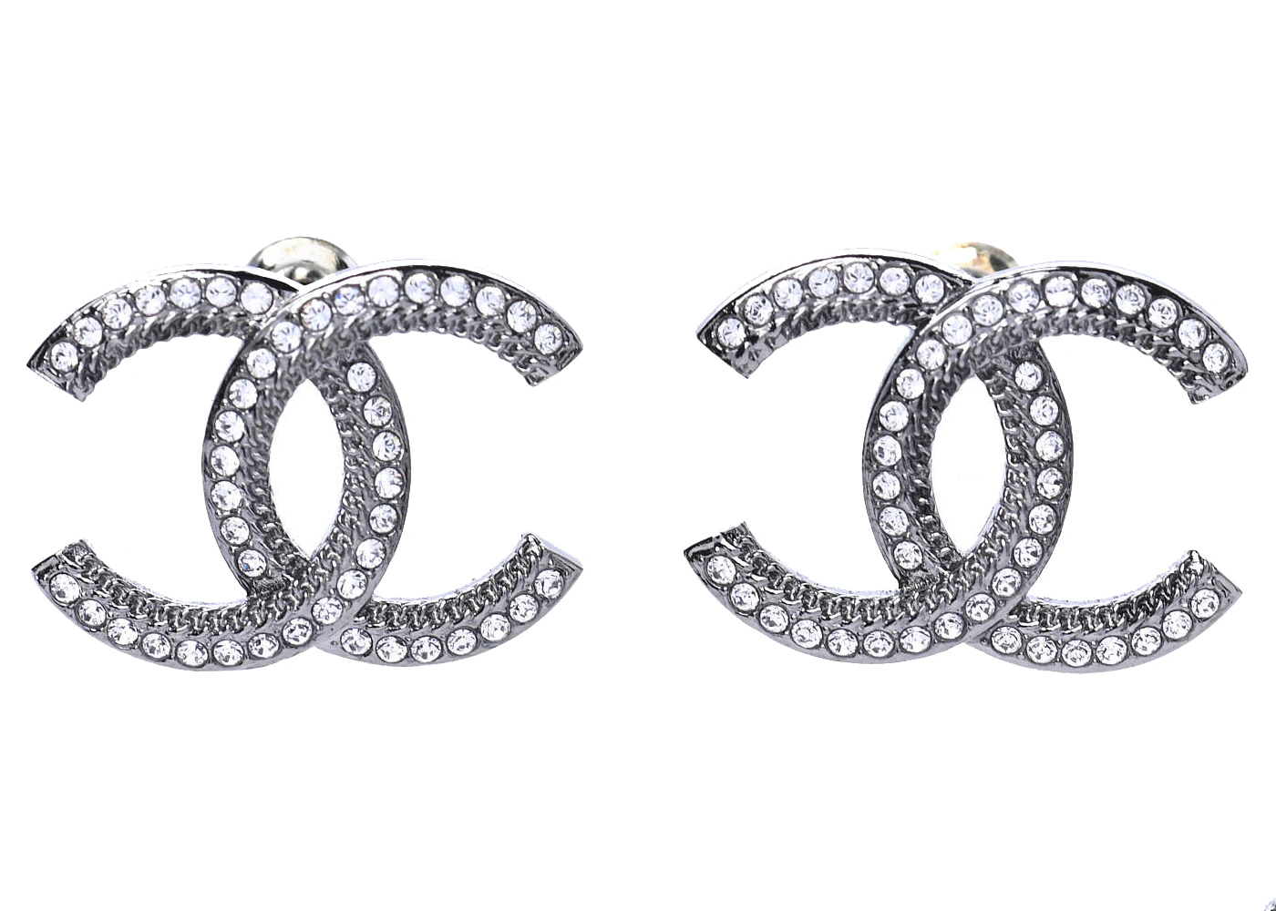 Chanel Ruthenium Crystal CC Earrings Silver in Silver Metal - GB
