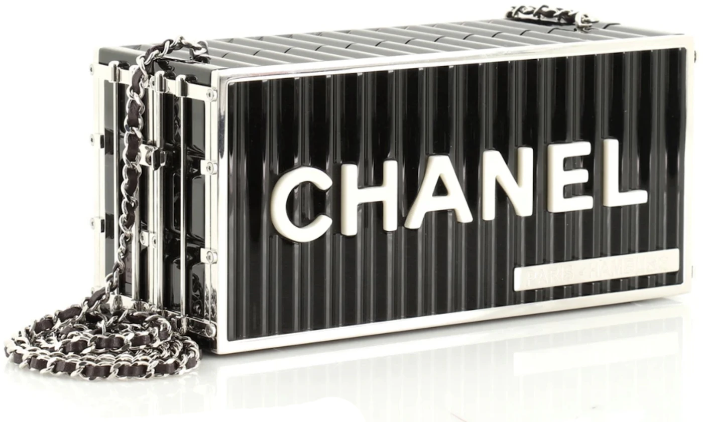 Chanel Minaudière Clutch Rare Vintage Micro Mini Woven Chain Black Satin Satchel