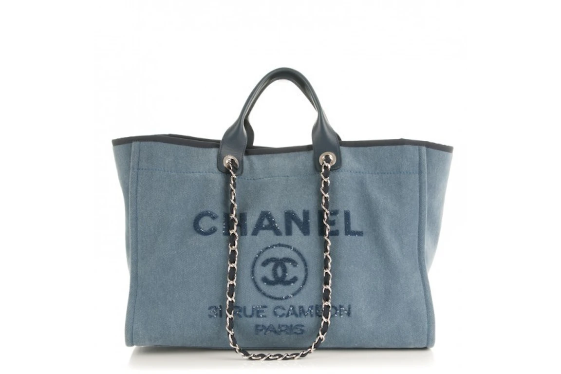 Chanel Deauville Tote Large Light Blue