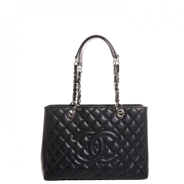 CHANEL Black Caviar Leather Grand Shopping Tote Bag-US