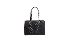 Chanel Grand Shopping Tote Quilted Caviar Silver-tone Black