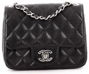 Chanel Square Single Flap Quilted Diamond Mini Caviar Black