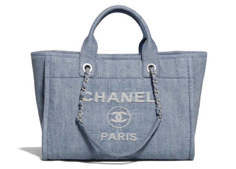 Chanel Small Denim 23S Shopping Bag Light Blue (AS3257) in Cotton 