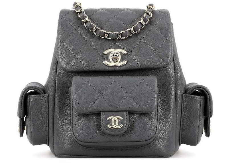 Chanel Small Duma 23K Grained Calfskin Backpack Dark Grey AS4399 in Calfskin with Gold tone US