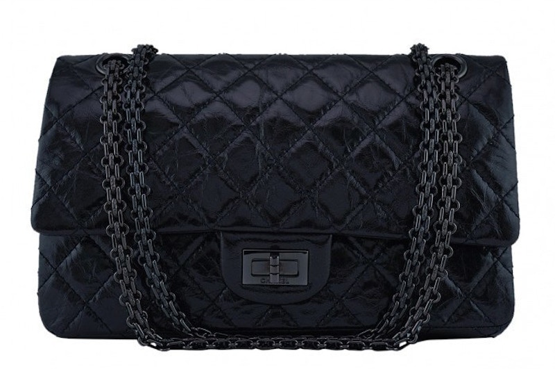 Chanel Reissue 2.55 Classic Double Flap So Black Quilted Glazed