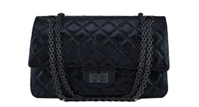 Chanel Reissue 2.55 Classic Double Flap So Black Quilted Glazed Medium Black