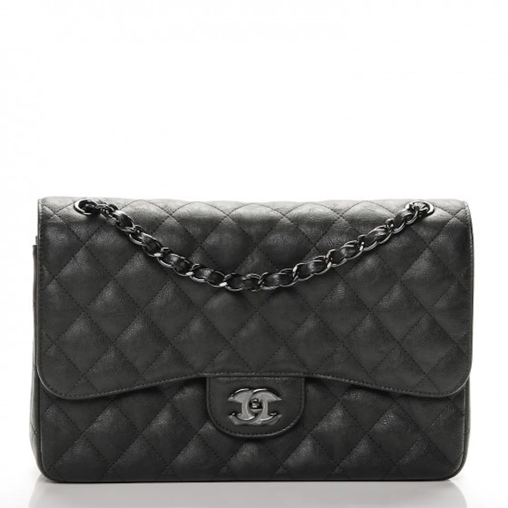 Chanel So Black Quilted Crumpled Calfskin Jumbo Classic Double Flap Black  Hardware, 2017 Available For Immediate Sale At Sotheby's