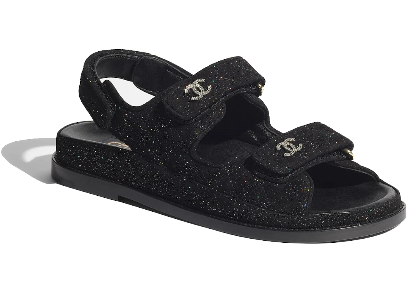 Chanel Multicolor Knit Fabric and Leather Velcro Dad Sandals Size