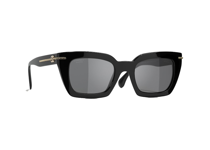 Chanel sunglasses black store with white trim