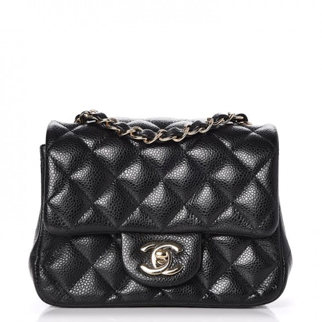 Chanel Square Flap Quilted Diamond Caviar Mini Black in Caviar with  Gold-Tone - US