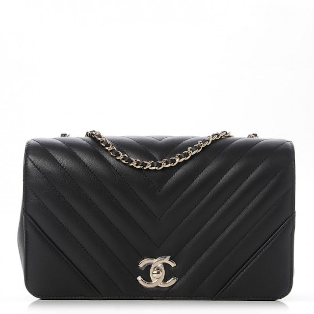 CHANEL Calfskin Chevron Quilted Mini Statement Flap Red 1172488