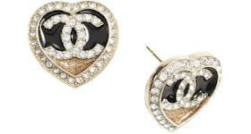 Chanel Stud Earrings Gold/Black/Dark Gold/Crystal (ABB664 B14145 NR576)