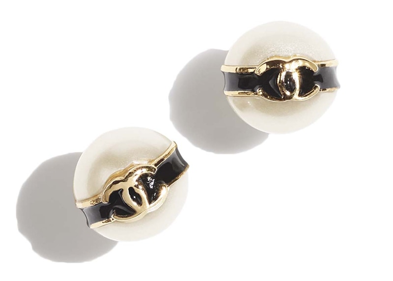 Chanel Stud Earrings Gold/Pearly White (ABD270 B16738 NY463)