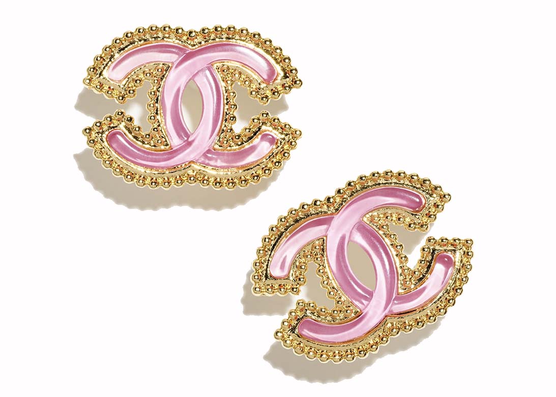 Chanel Stud Earrings Gold/Pink (ABD128 B16089 NW208) in Metal 