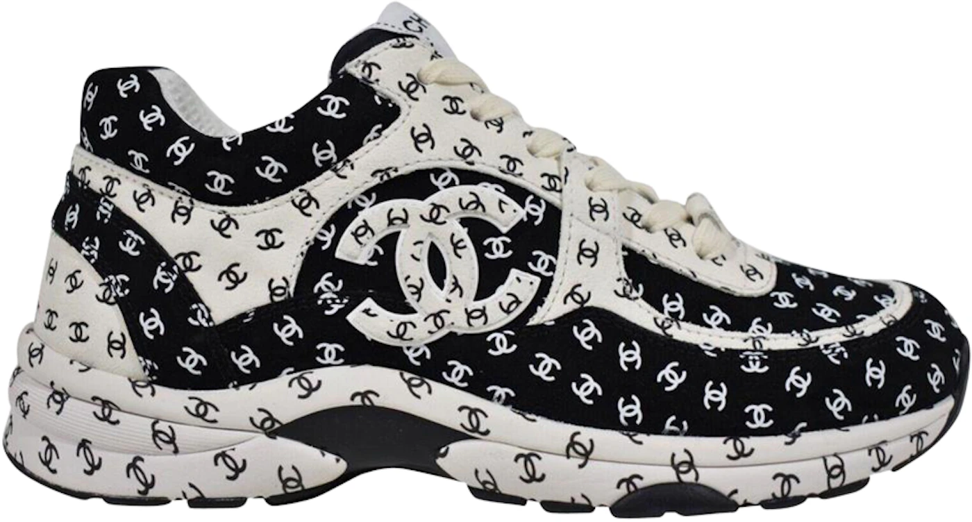 Chanel Suede Trainer Printed CC Black (Women's) - G39230 X56690