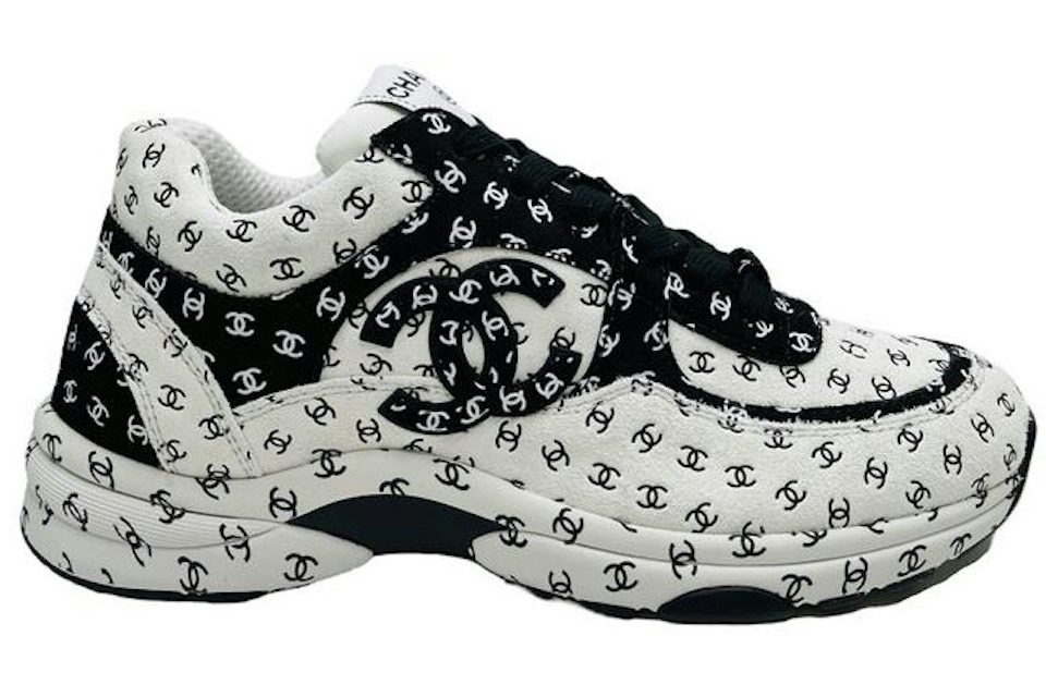 Chanel Suede Trainer Printed CC White (Women's) - G39230 X56690 K4722 - US