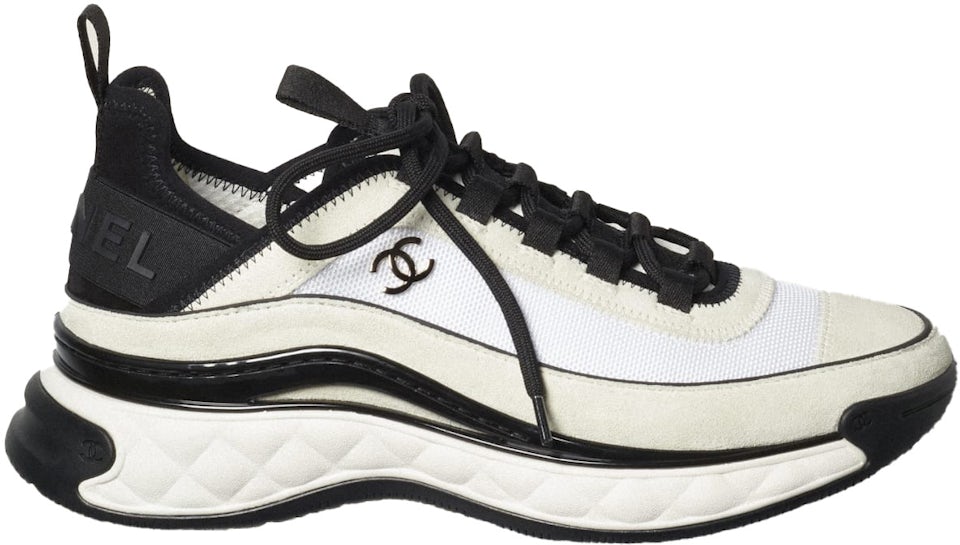 CHANEL-Chanel Black and White Suede Calfskin Sneaker