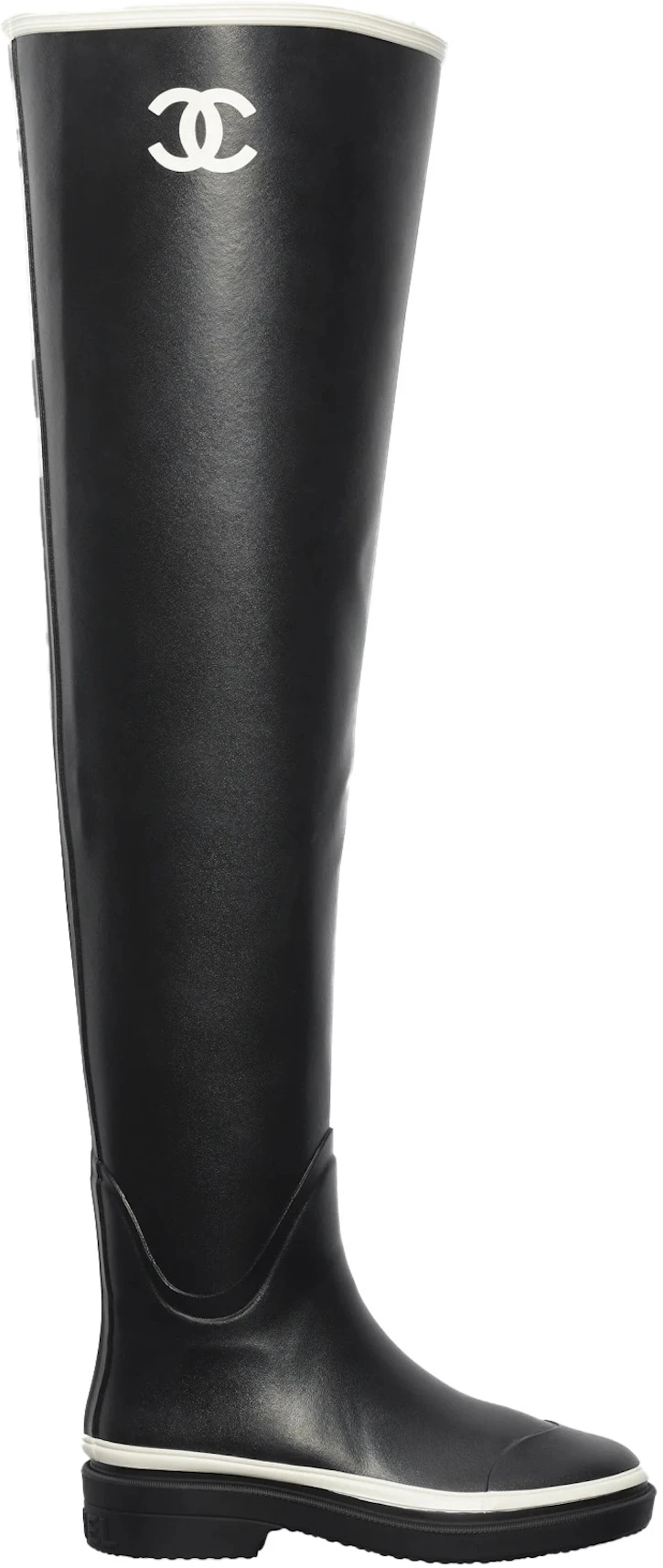 Chanel Thigh High Rubber Rain Boots Black - G39625 X56326 K5255 - IT