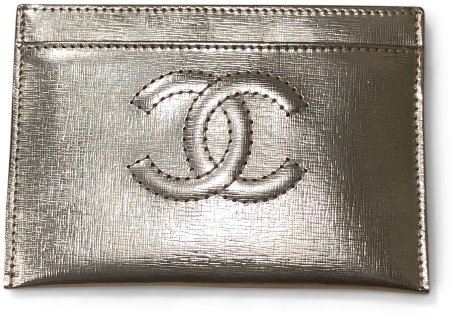 Chanel Timeless Card Holder Metallic Lambskin Silver in Lambskin - US