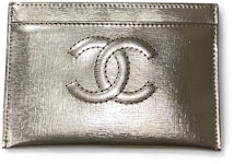 Chanel Classic Card Holder Quilted Lambskin Silver-tone Black in