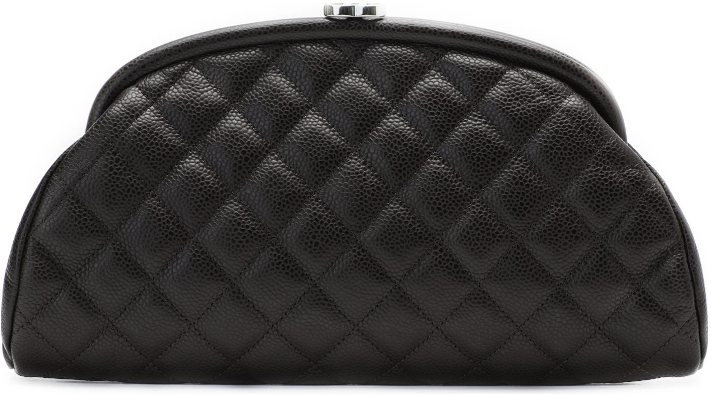 Chanel O Case Clutch Quilted Caviar Large Black in Caviar with Gold-tone -  US