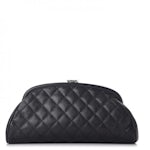 Chanel Timeless Clutch Quilted Caviar Silver-tone Dark Brown - US