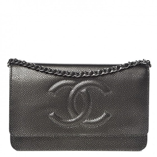 Chanel Timeless Wallet on Chain Caviar Silver-tone Metallic Dark