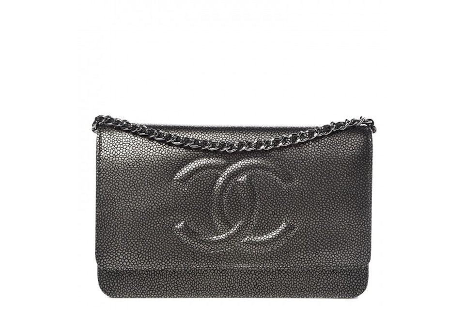 Chanel Timeless Wallet on Chain Caviar Silver-tone Metallic Dark