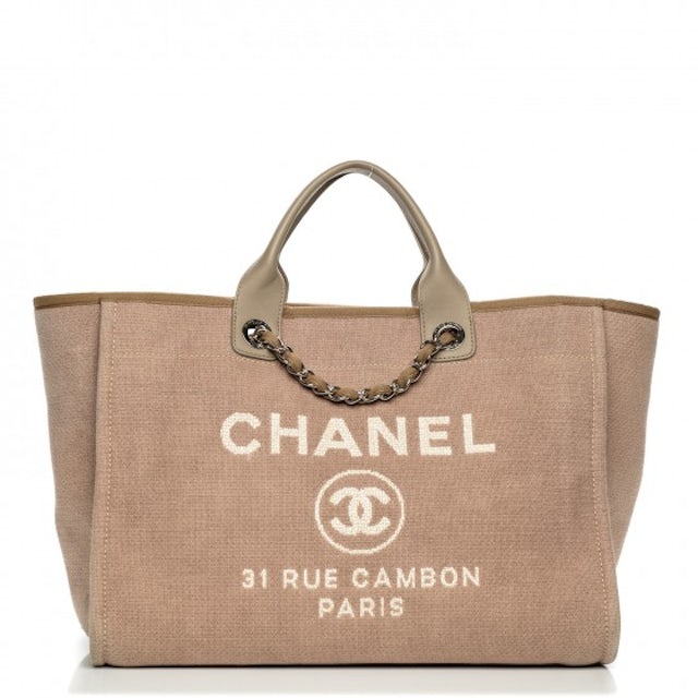 Chanel New Medium Deauville Tote in Dark Grey Fabric SHW – Brands