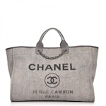 Chanel 2021 Ivory/ Gold Large Deauville Shopping Tote Bag