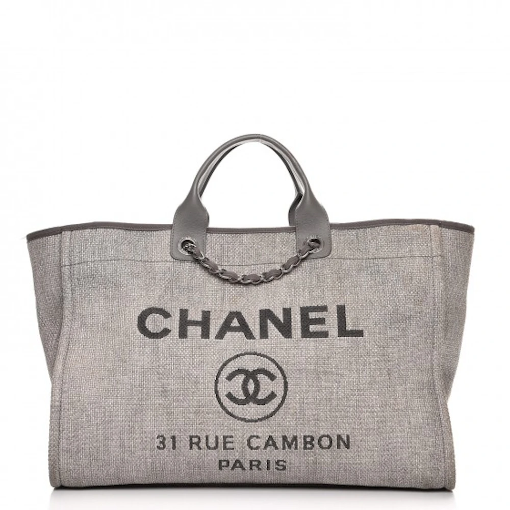 Chanel Deauville Shopper Tote Grey/ Black Canvas – ＬＯＶＥＬＯＴＳＬＵＸＵＲＹ