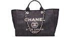 Chanel Deauville Tote Denim Silver-tone Large Dark Blue