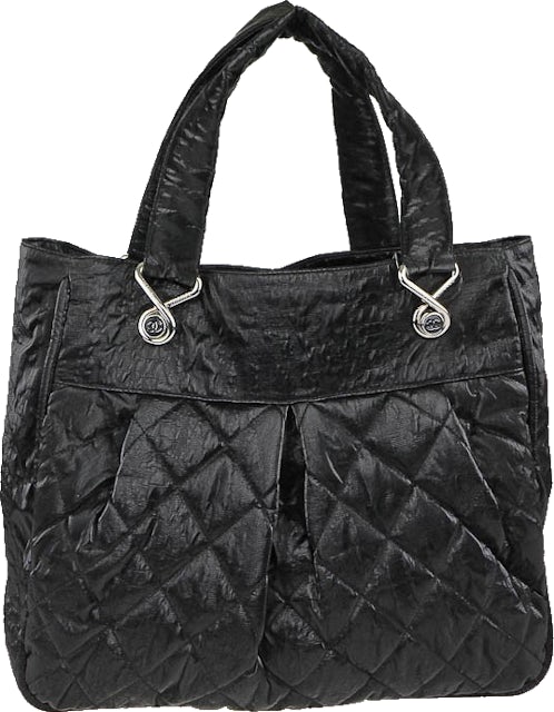 Chanel Tote Le Marais Ligne Quilted Crinkled Coated Large Black - US