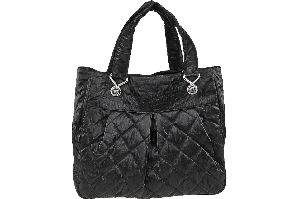 Chanel Tote Le Marais Ligne Quilted Crinkled Coated Large Black - US