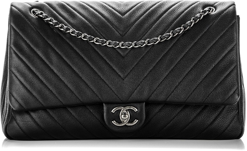 Chanel Travel Flap Quilted Chevron XXL Black TW