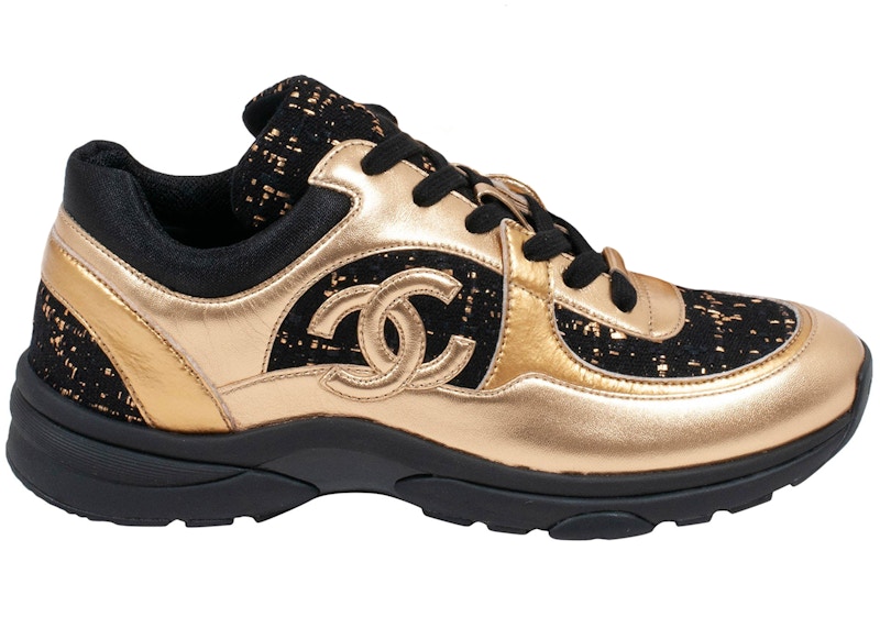 Chanel sneakers hot sale gold black