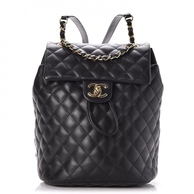 Chanel Urban Spirit Backpack Quilted Diamond Small Black in Calfskin ...