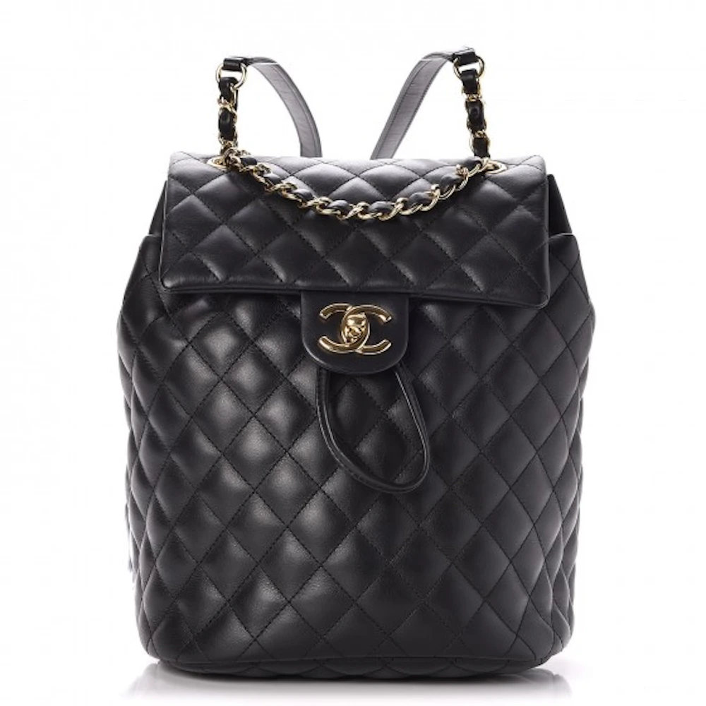 67616 auth CHANEL black quilted leather URBAN SPIRIT SMALL