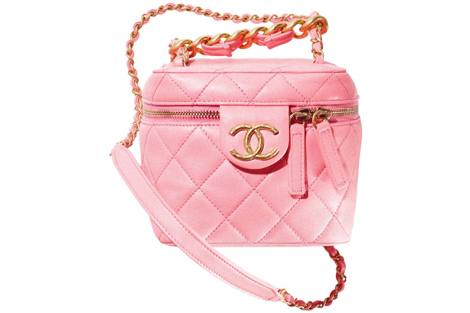 Chanel Vanity Case Small 22S Lambskin Pink in Lambskin Leather with  Gold-tone - US
