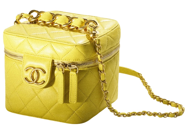 Chanel Vanity Case Small 22S Lambskin Yellow in Lambskin Leather