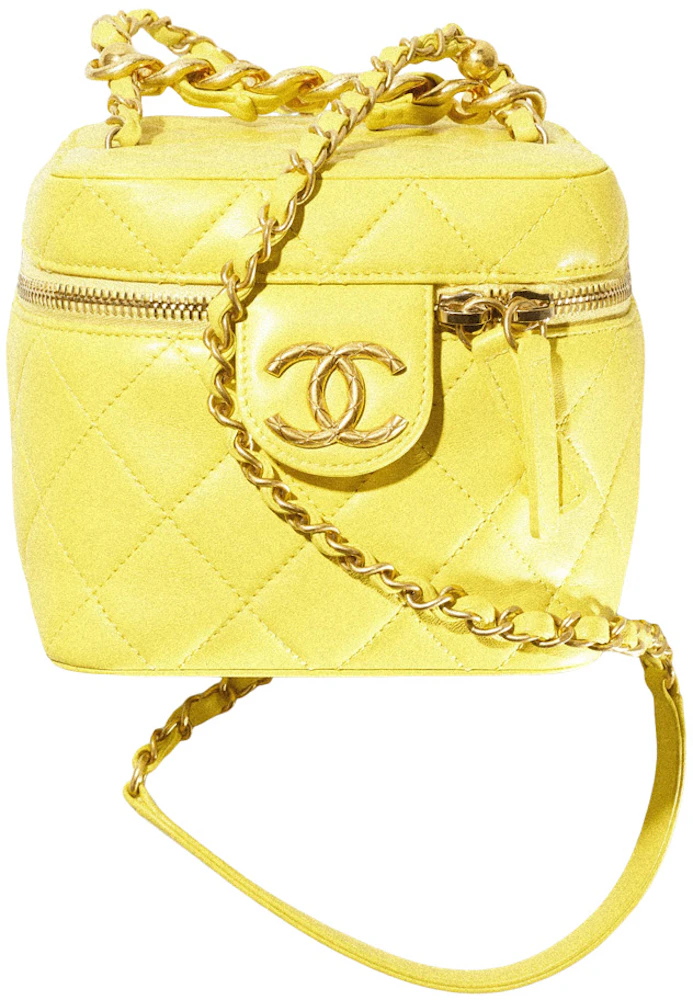 Chanel Vanity Case Small 22S Lambskin Yellow in Lambskin Leather with Gold- tone - US